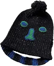 [SKUZA] Knitted Hat,Beanie Hats for Men/Women Earflap Skullcap Beanie Crochet Trapper Pom Poms Hat Knit Hat Winter Cap for Cycling Windproof Autumn