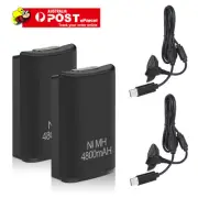 2PC Rechargeable Battery USB Charger Cable Pack For Xbox 360 Wireless Controller