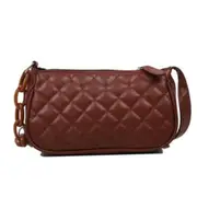 2 Pcs Fashion Lattice Pattern Handbag Chain Casual Totes Bags Women Solid Color PU Leather Portable Shoulder Underarm Purses