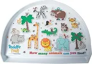 Interactive Toddler Tray Placemat with Built in Catcher - Cute Prints, Non-Toxic Melamine, Easy Cleanup - Mealtime & Playtime Solution - Jungle