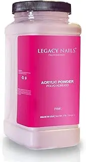 Legacy Nails Professional Crystal Pink Acrylic Powder, Net Wt. 1 lbs. / 16 oz. - French Manicures, Blending Cover Acrylics Nail Extension Colors, Natural Pink Finish
