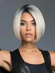 Straight Bob Wig Short Wig, Short Bob Pixie Cut Wig with Side Bangs Glamorous Synthetic No Glue Layered Bob Bob Wig Daily Use Wig (E025, 25cm)