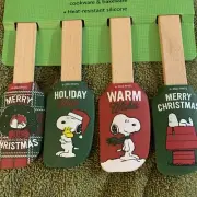 New Peanuts Snoopy 4 Pack 8" Mini Spatula Set Merry Christmas Holiday Kitchen