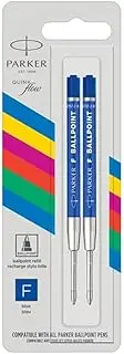Refill for Parker Pen Blue Ink Fine Point, 2 Pieces, Delivered in Blister, 2166542