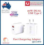 20W DUAL USB-C Type C QC3.0 Fast Charger Wall Adaptor For Android iPhone iPad AU