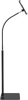 Tablet Floor Stand with Flexible Gooseneck and Stable Aluminum Base Suitable for 3.5” - 10.6” Smart Phone & Tablet Black