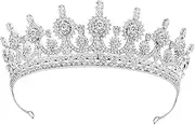Healeved Bridal Crown Wedding Crown Wedding Headpiece Bride Tiaras Bridal Headdress Wedding Rhinestone Crown Rhinestone Headband Wedding Hair Accessories Bride Headband Alloy Silver