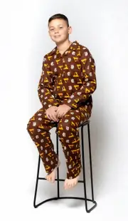 Boys & Girls Size 8-14 AFL Official Hawthorn Hawks Cotton Flannelette PJS Set