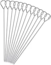 12PCS Metal BBQ Skewers - Reusable Grill Kebab Sticks, 20cm Stainless Steel Barbecue Skewers for Grilling, Rotisserie, and Kabobs