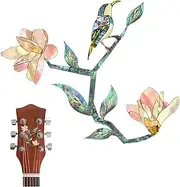 Stickers for Guitar, Rose Magnolia Bird Headstock Decal, Removable Rose Stickers, Musical Instruments Decorations, Inlay Sticker for Guitar Headstock