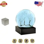 Gorgeous Blue Winter Snow Globe - 4" Glass with Icy Flakes Gift Boxed