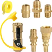 RV Propane Quick Connect Fittings Kit for LP Gas Grill Appliances Adapter Valve