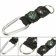1PC 3in1 Compass Thermometer Outdoor Hiking Tactical Survival Carabiner Key Ring