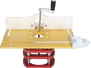 Router Lift with Top Plate, Aluminum Precision Router Lift System with Miter Gauge, Woodworking Router Table Insert Plate and Router Lift Kit for Slotting, Trimming, Chamfering (Gold)