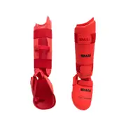 SMAI Karate Shin Instep Guard - WKF Approved - L / Red