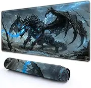 RMJKXQZG for MTG Playmat 24" x 14" with High Elastic Rubber Base Non-Slip Rubber Sole HD Printing for MTG Mat Magic Mat Card Playmat Magic Playmat Gaming Mouse Pad, Dragon with Blue Glowing Eyes