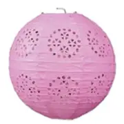 3 pink paper lace pattern lanterns 8" diameter wedding party decorations