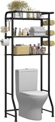 Simple Trending 3 Tier Over The Toilet Rack, Shelf Bathroom, Bathroom Black