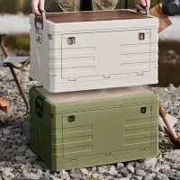 在飛比找momo購物網優惠-【AOTTO】68L露營軍規耐重雙開折疊收納桌板收納箱-２入
