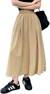 [Generic] Women's Pocket Side Elastic Waist A Line Maxi Long Skirt