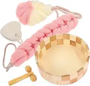 LALADEFIEE 4-piece Bath Set Exfoliating Body Scrubber Bath Balling Gloves Foot Scrubbing Tool and Supplies