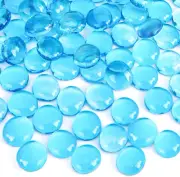1LB Flat Glass Marbles, Light Blue Decorative Marbles for Vases Aquarium Pebbles