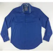 Robert Graham Blue Button Shirt Mens Medium NWT Flip Cuff