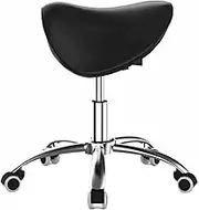 Saddle Stool,Adjustable Height Saddle Chair,360° Movable Swivel Stool,for Home/Office/Beauty Salon,Load-Bearing 120kg(Black)