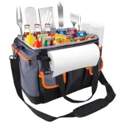 Large Grill and Picnic Caddy with Paper Towel Holde Foldable BBQ Organizer