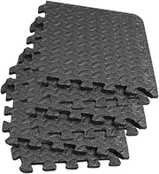 Gogogmee 6Pcs Eva Leaf Grain Gym Floor Mats Interlocking Cushion Pads for Dance Rooms Thicken Floor Tiles for Safe Workouts Unique Patchwork Design Black
