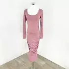 Kookai Celia Midi Dress Womens Size 0 AU 6 Dark Mauve Long Sleeve Bodycon New