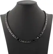 [38] Titanium Magnetic Field for Pain Cross Necklace for Men Large Width Germanium Field Therapy