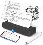 Portable Printers Wireless for Travel, Inkless Thermal Printer, Bluetooth Mob...