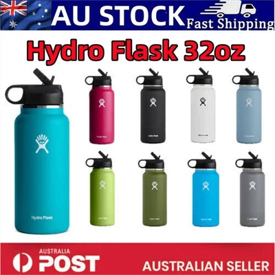 32oz/946ml Hydro Flask Water Bottle Stainless steel Wide Mouth W/Straw Lid