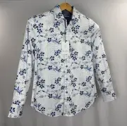 Robert Graham Button-Up Shirt Mens Small Colorful Vibrant White Blue Floral LS