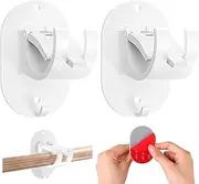 Self Adhesive Curtain Rod Bracket Plastic Curtain Rod Holders, 2Pcs Self Adhesive Curtain Rod Holders Curtain Rods No Drilling Hooks, Curtain Rod Bracket Holder, No Drill Curtain Rod Brackets, White