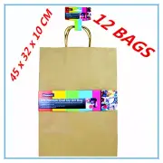 12 X EXTRA LARGE CRAFT DIY BROWN PAPER GIFT BAGS WITH HANDLE PARTY GIFT WRAP AP