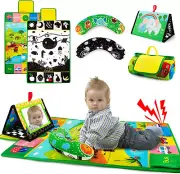 Tummy Time Mirror - Play Activity Mat, Pillow 3-In-1 High Contrast Baby Toys