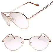 Old School Classic Retro Vintage 80s 90s Gold Bifocal 3.00 Reading Glasses