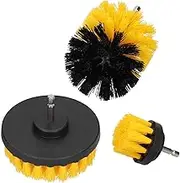 Hyuduo Power Scrubber Brush Set Nylon Hair Floor Tile Cleaning Tool Kit for Bathroom Surfaces 3pcs 1/4 Inch Drill Bit Connector Size Yellow