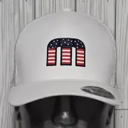 Travis Mathew Flag Dad 2.0 Mens Mesh Snapback Flexfit 110 Golf Cap Hat White New