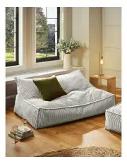 [Cadence & Co.] Wilde Ribbed Luxe Fleece Double Sofa Beanbag Lounge Cover in Silver/Grey