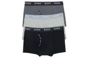 3 x Bonds Mens Guyfront Trunks Underwear Black/ Grey/ Charcoal Undies