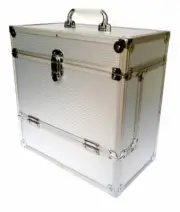 12” Vinyl Aluminium Record Case With hinged Lid & Front Holds 40 LP’s In Stock