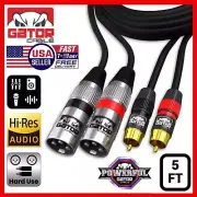 2-XLR Male to 2-RCA Male Cable Dual Patch Splitter Shielded Audio Stereo HD 5FT