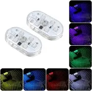 2 Pcs Car Led Interior Lights, 7 Colors Footwell Lights for Cars Interior Ambient Lighting USB Rechargeable Wireless Touch Car Light for Boot, Doors, Armrest Boxes, Sitting Areas