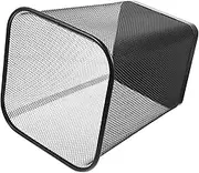 TEHAUX Metal Mesh Trash Can Breathable Wastebasket for Home Office Wire Garbage Bin for Bedroom Stylish Black Design Odor Prevention Versatile