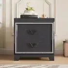 Elegant Nightstand with Handle, Bedside Table with 2 Drawers for Bedroom, Black