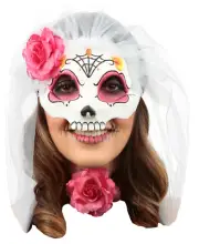 Day of the Dead DOD 23014 Sugar Skull Bride Catrina with Veil Latex Mask