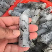 Natural Black Tourmaline Quartz Rutilated Crystal Point Wand Rough Stone Healing